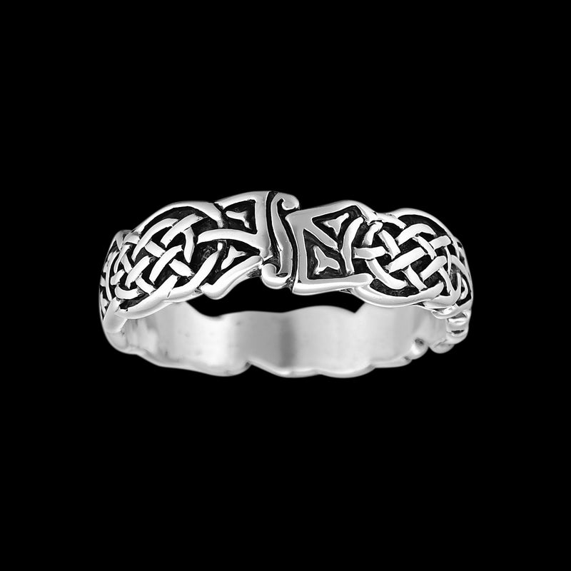 Size 5 -925 Sterling Silver Band Style Ring, Celtic Tribal Ring