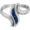 Size 7-925 Sterling Silver Wavy Azurite Chip Ring, Unique Wispy Wave Design, Handmade Gemstone Jewelry, Statement Birthstone Band