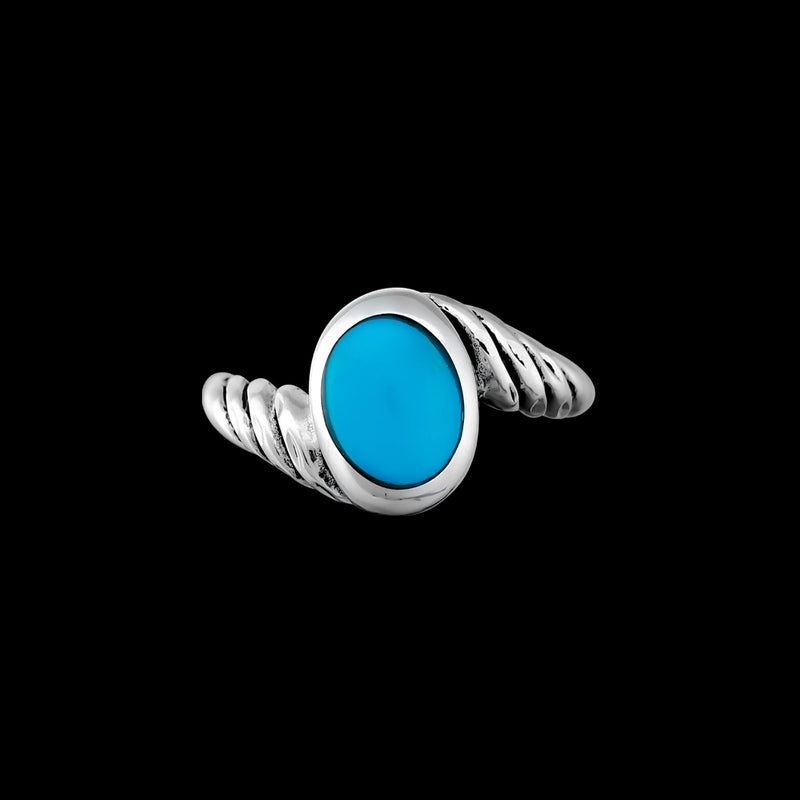 Twisted Band Oval Ring, Blue Resin, Size: 5