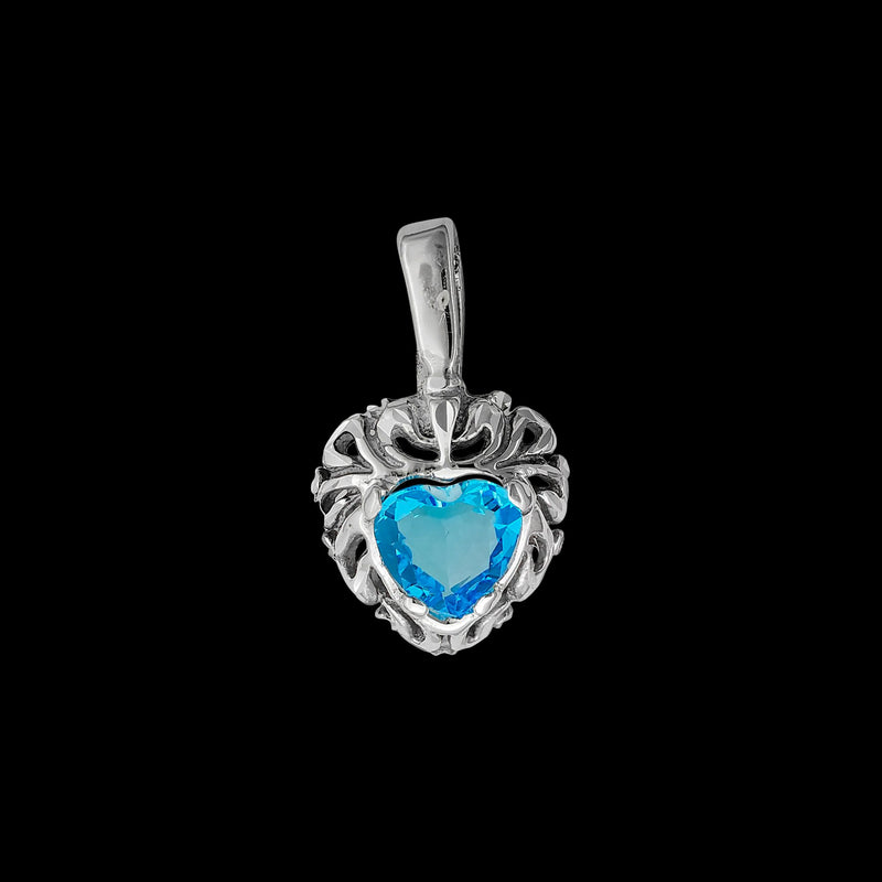 925 Sterling Silver Heart Pendant, Blue Topaz Pendant, Topaz Heart Pendant, Topaz Jewelry