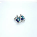 925 Sterling Turtle stud earrings with inlaid with lapis lazuli and turquoise