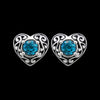 925 Sterling Silver Heart Earrings, Topaz Earrings, Blue Earrings, Diamond Heart Earrings