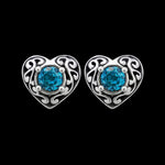 925 Sterling Silver Heart Earrings, Topaz Earrings, Blue Earrings, Diamond Heart Earrings