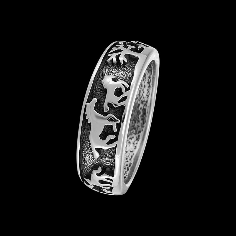 Horse Band Ring • Native American Inspired • Sterling Silver • Navajo Handcrafted