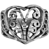 Sterling Silver Diamond Cut Filigree Heart Ring