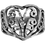 Sterling Silver Diamond Cut Filigree Heart Ring