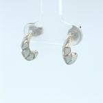 Southwestern Hoop Stud Earrings • Sterling Silver • White Opal Inlay
