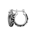 925 Sterling Silver Spiral Hoop Earrings inlaid with Black Resin