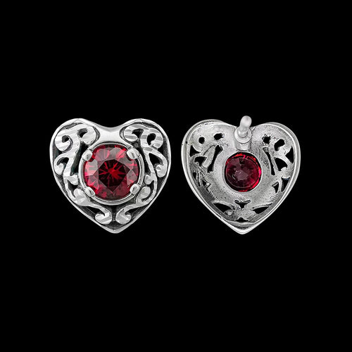 925 Sterling Silver Heart Earrings, June Birthstone Earrings, Garnet Engagement Earrings, Wedding Earrings, Garnet Earrings, Rhodolite Earrings