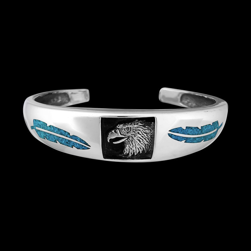 Navajo Eagle Bracelet • 925 Sterling Silver Cuff • Native American Handcrafted Jewelry