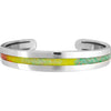 925 Sterling Silver Rainbow Opal Cuff Bracelet, Single Band of Inlay, Handmade Gemstone Jewelry (Medium)