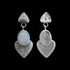 925 Sterling Silver White Opal Earrings, Diamond Cut Earrings, Vintage Opal Earrings, Wedding Earrings