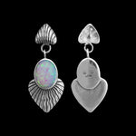 925 Sterling Silver White Opal Earrings, Diamond Cut Earrings, Vintage Opal Earrings, Wedding Earrings