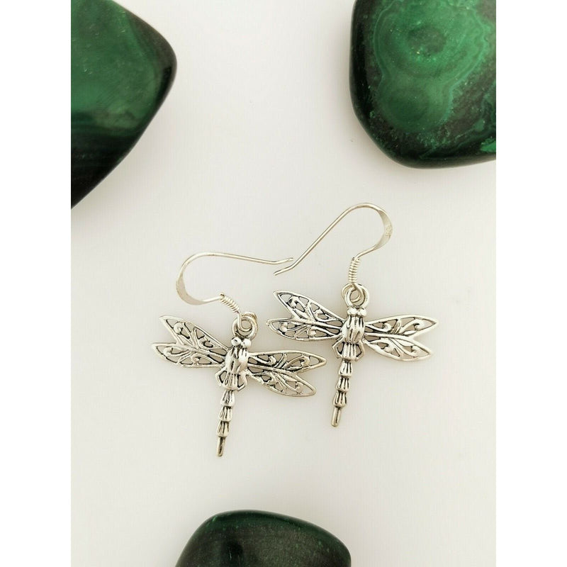 Sterling Silver Dragonfly dangle earrings