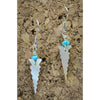 Native American Shell Earrings • Turquoise Accents • Sterling Silver Arrowhead Design