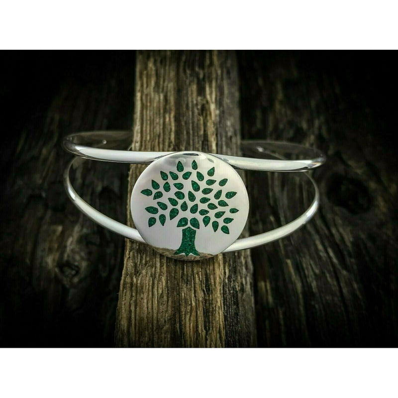 Family Tree Cuff Bracelet • 925 Sterling Silver • Native American Handcrafted Jewelry • Family Tree Design