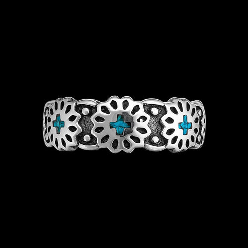 Size 10-925 Sterling Silver Turquoise Concho Belt Ring, Southwestern Native Design, Handmade Geometric Gemstone Band, Handcrafted Birthstone Jewelry