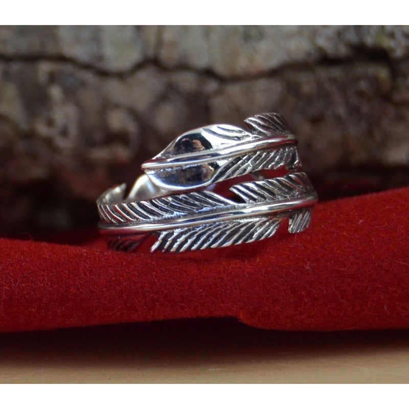 Sterling Silver adjustable feather band Ring