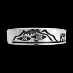 Sterling Silver Wildlife Scene Bracelet • Snowy Cabin Design • Nature Lover • Navajo