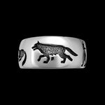 Size 10-925 Sterling Silver Wolf Poses Ring, Detailed Wolf Design, Handmade Nature Band, Handcrafted Animal Jewelry