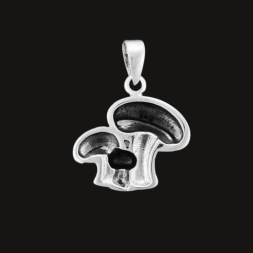 925 Sterling Silver Triple Mushroom Toadstool Pendant