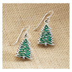 Christmas Tree Earrings • 925 Sterling Silver • Festive Holiday Jewelry