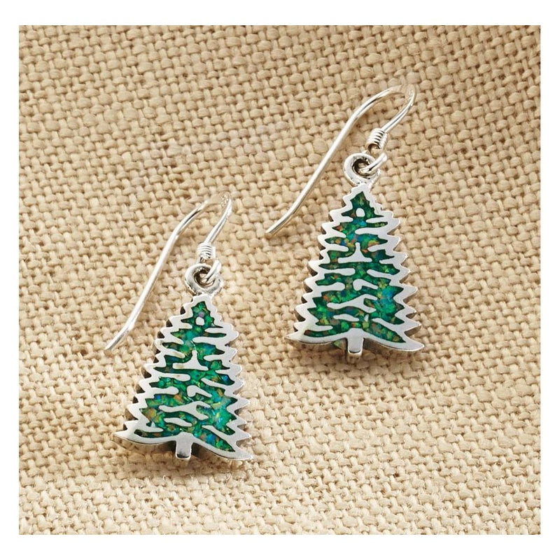 Christmas Tree Earrings • 925 Sterling Silver • Festive Holiday Jewelry