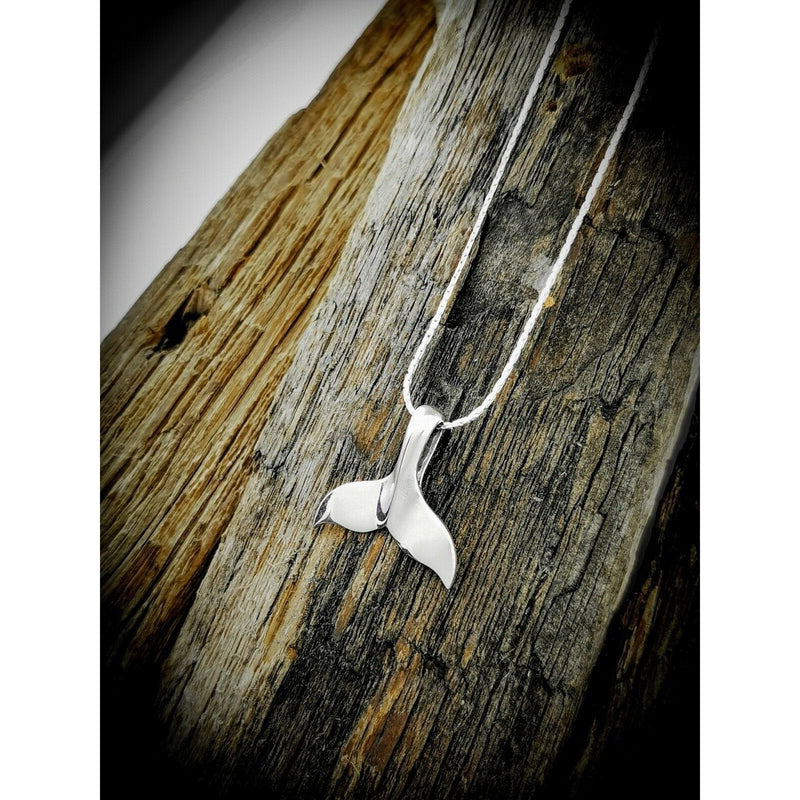 Sterling Silver Whale Tale Beach Ocean Pendant