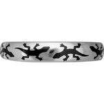 Size 6-7/8 Wrist - 925 Sterling Silver Black Resin Gecko Cuff Bracelet, Southwestern Reptile Design, Handcrafted Silver Nature Jewelry, Handmade Animal Bangle Bracelet