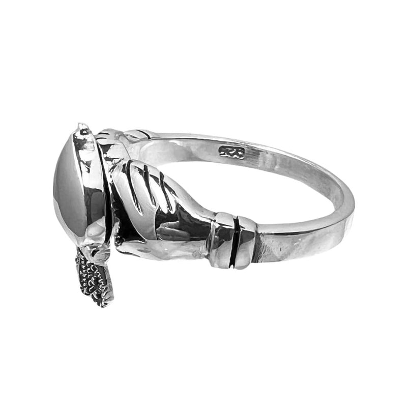 Sterling Silver Celtic Claddagh Pillbox Style Ring