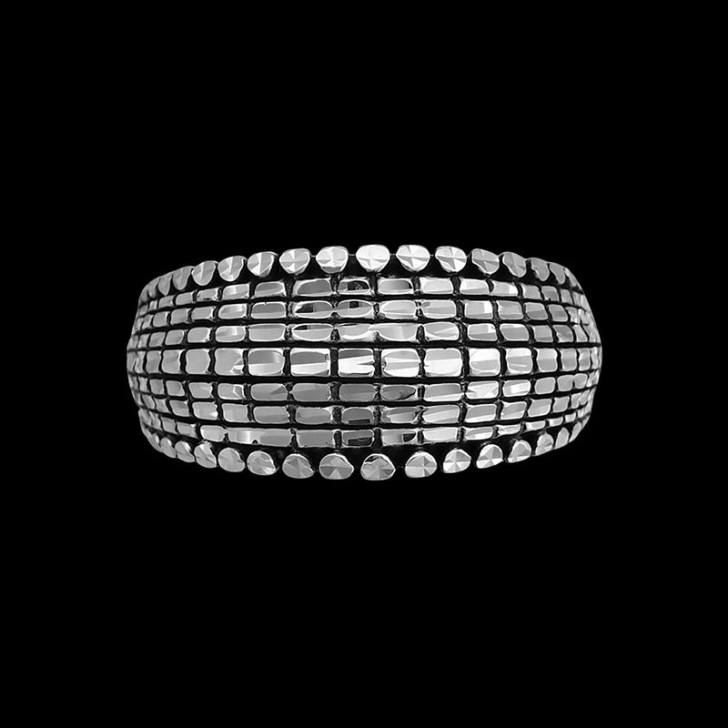 Sterling Silver Diamond Cut Checkerboard Ring