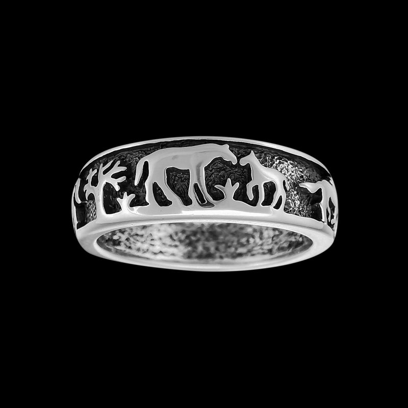 Horse Band Ring • Native American Inspired • Sterling Silver • Navajo Handcrafted