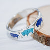 Sterling Silver Buffalo Ring • Turquoise and Lapis Lazuli Inlay • Running Bison Band • Tatanka Ivanbito • Navajo Handmade