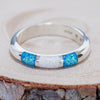 Navajo Family Ring • White Opal and Blue Opal • Native American Handmade • Sterling Silver