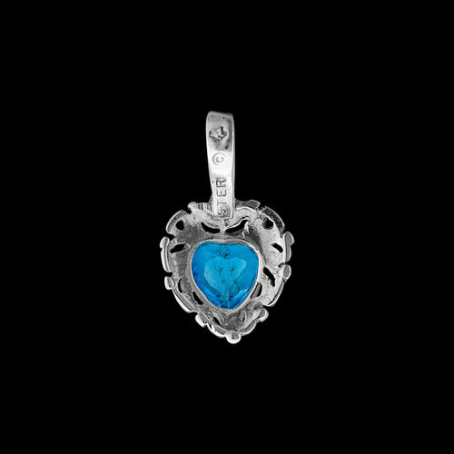 925 Sterling Silver Heart Pendant, Blue Topaz Pendant, Topaz Heart Pendant, Topaz Jewelry