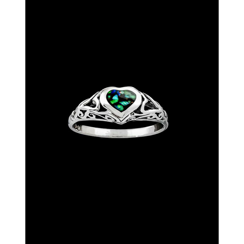 Sorrento Heart Ring, Mixed Stones, Size: 8, Turquoise, Coral, Malachite