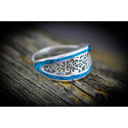 Elf Quest Ring • 925 Sterling Silver • Kingman Turquoise • Wolf Rider • Navajo Handmade