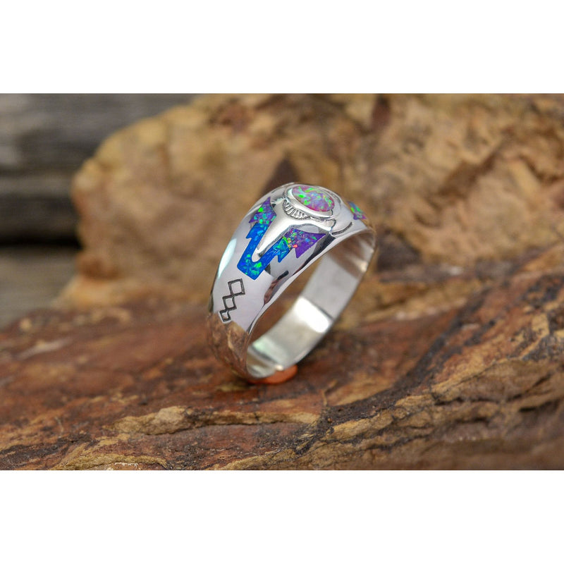 Southwestern Navajo Handmade Ring • Opal Ring • Native American Style • 925 Sterling Silver