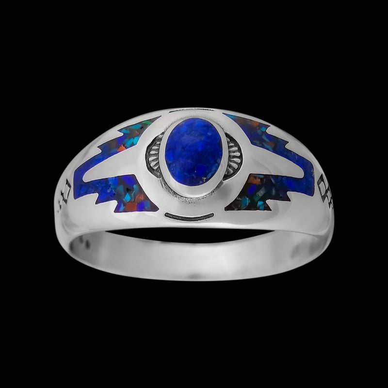 Native American Handmade Ring - Southwest Style - Lapis Lazuli and Mixed Gemstones - Size 17