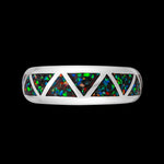 Navajo Wedding Band Ring • Mixed Opal • Native American Handcrafted • 925 Sterling Silver