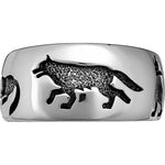 Size 10-925 Sterling Silver Wolf Poses Ring, Detailed Wolf Design, Handmade Nature Band, Handcrafted Animal Jewelry