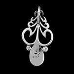 Sterling Silver and Black Resin Teardrop Pendant with Filigree Design