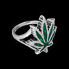 925 Sterling Silver Mary Jane Ring, Malachite Cannabis Ring, Pot Leaf Ring, Pot Leaf Jewelry