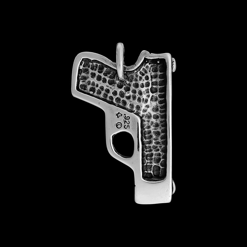 Gun Pendant, 925 Sterling Silver Pendant, 380 Pendant, Automatic Pendant, Pistol Jewelry.380 auto