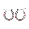 925 Sterling Silver Swirling Tribal Hoop Earrings (Pink Opal)