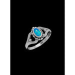 Blue Opal Ring • Navajo Handcrafted • 925 Sterling Silver • Size 5 Ring