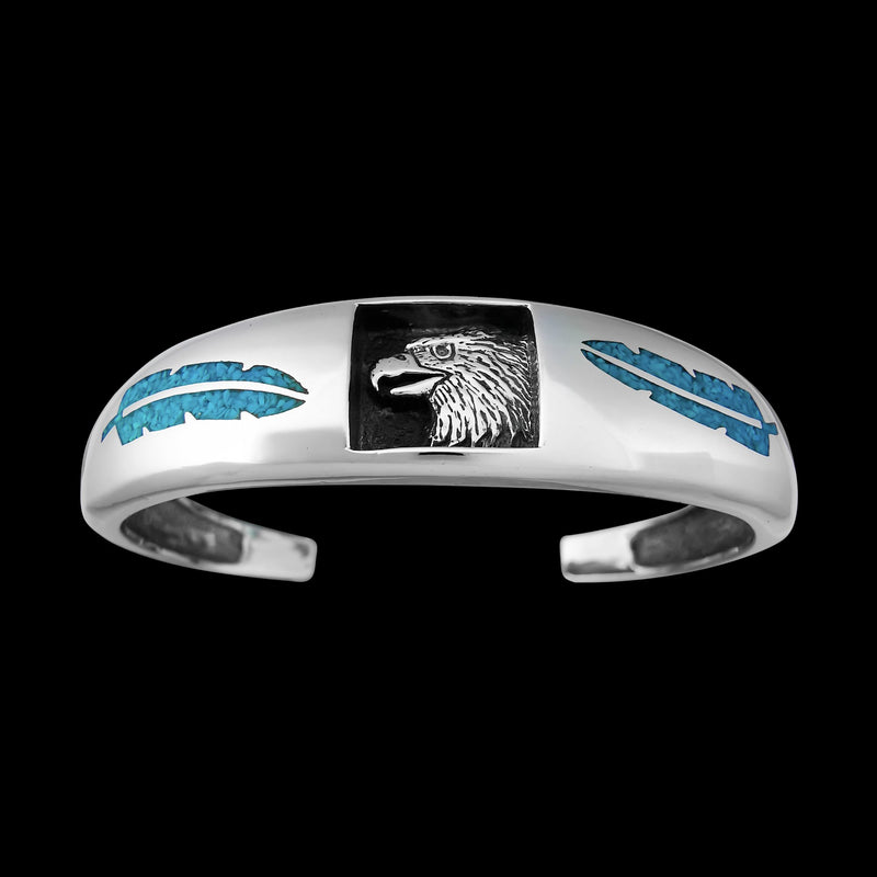 Navajo Eagle Bracelet • 925 Sterling Silver Cuff • Native American Handcrafted Jewelry