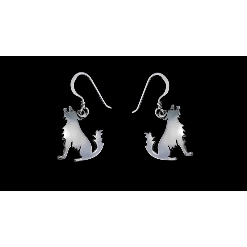 Howling Wolf Earrings • 925 Sterling Silver • Moon and Stars Design • Wolf Lover Jewelry