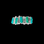 Size 6-925 Sterling Silver Oval Sleeping Beauty Turquoise Cabochon Ring, Segmented Rectangular Design, Handmade Gemstone Jewelry, Navajo Solitaire Stone Band