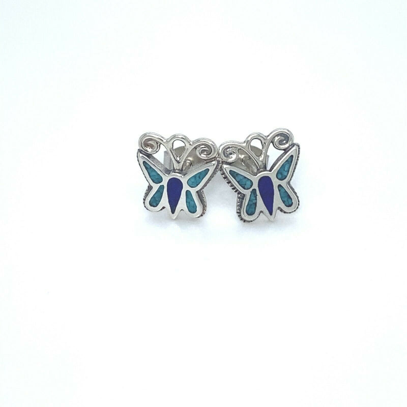 Butterfly Earrings • 925 Sterling Silver • Turquoise Gemstone • Navajo Handmade